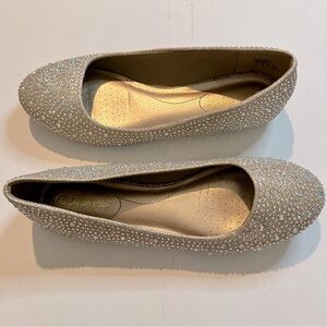Dream Pairs Women’s Sole-Shine Cream White Rhinestone Ballet Flats Shoes Sz 11